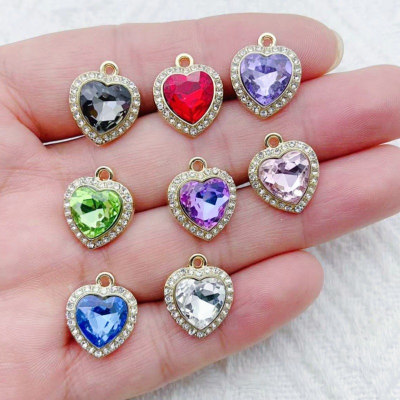 10pcs heart-shaped inlaid colo - đánh giá và giá Jewelry Making Pendants