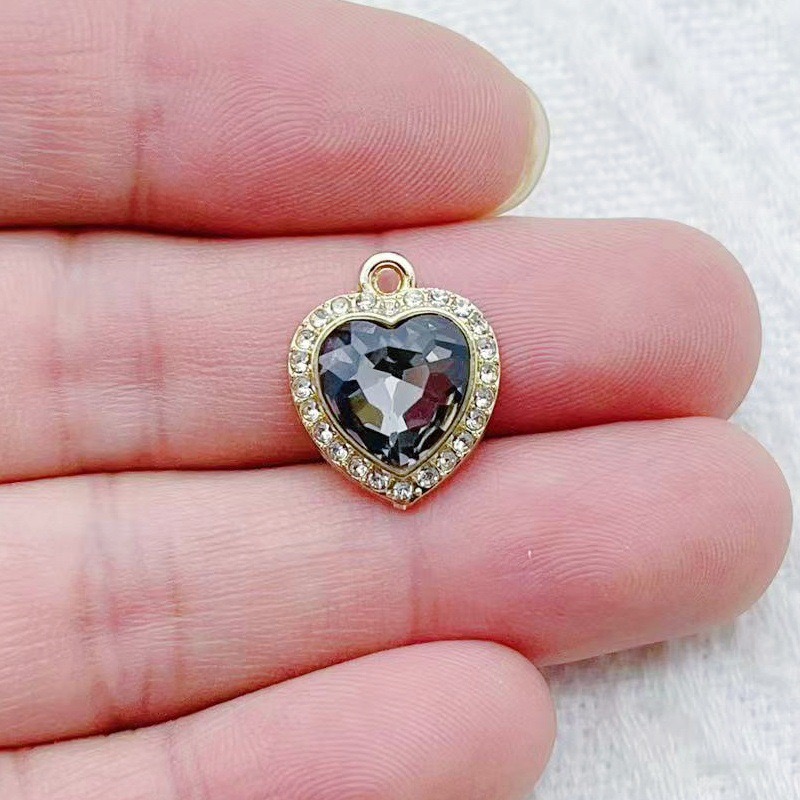 10pcs heart-shaped inlaid colo - đánh giá và giá Jewelry Making Pendants