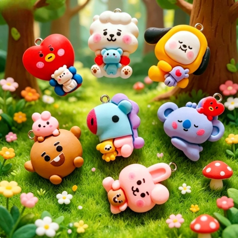 7pcs BT21 Resin Cartoon Charm  - đánh giá và giá Jewelry Making Designs