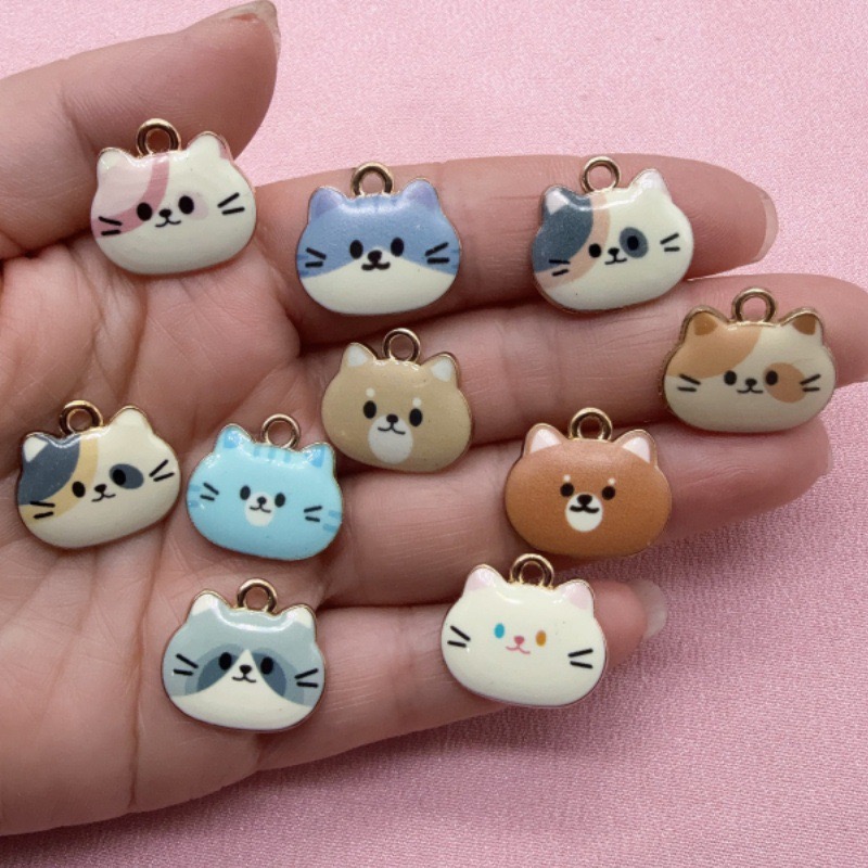 12pcs Printed Cat Head Alloy D - đánh giá và giá Jewelry Making Pendants